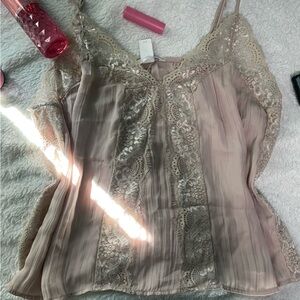 H&M Blush Taupe Lace-Trim Camisole